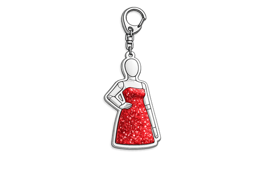 glitter dress keychain